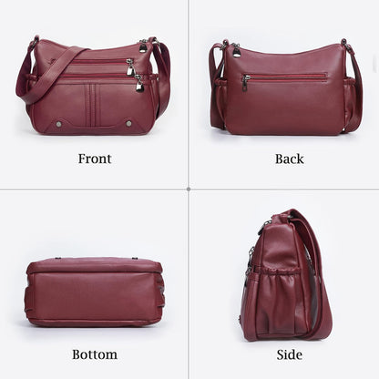 Women Soft PU Leather Shoulder Handbag Multi Pocket Crossbody Bag Ladies Medium Roomy Purses Fashion Tote Top Handle Satchel