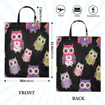 Owl Black Waterproof Travel Laundry Bag Reusable Pack of 2