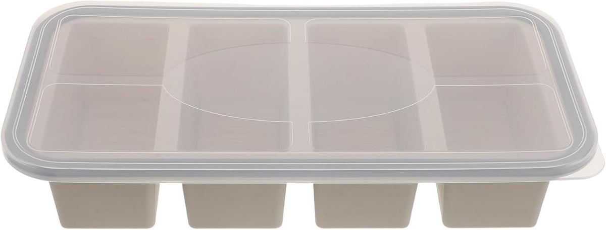 Silicone Freezer Tray with Lid - 1 Cup Soup Cube Portion Mold - 4 Compartment Freezer Molds for Freezing Broth, Sauce, and Stock, Meal Prep Pink