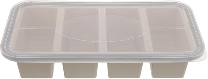 Silicone Freezer Tray with Lid - 1 Cup Soup Cube Portion Mold - 4 Compartment Freezer Molds for Freezing Broth, Sauce, and Stock, Meal Prep Pink