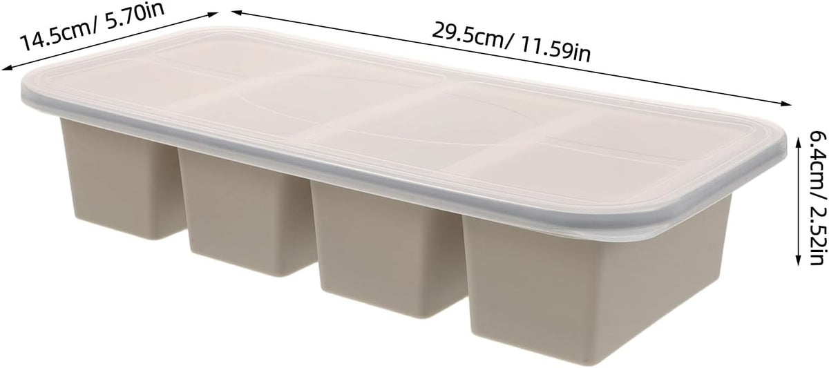 Silicone Freezer Tray with Lid - 1 Cup Soup Cube Portion Mold - 4 Compartment Freezer Molds for Freezing Broth, Sauce, and Stock, Meal Prep Pink