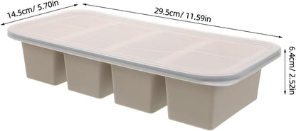 Silicone Freezer Tray with Lid - 1 Cup Soup Cube Portion Mold - 4 Compartment Freezer Molds for Freezing Broth, Sauce, and Stock, Meal Prep Pink