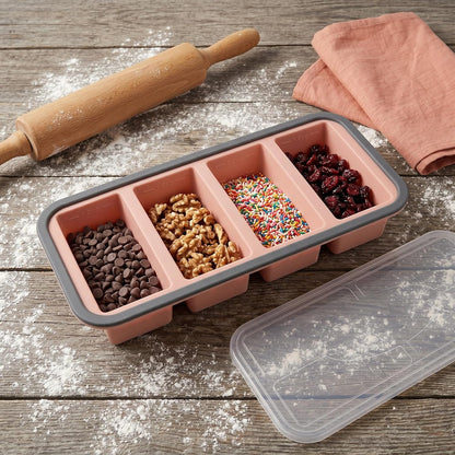 Silicone Freezer Tray with Lid - 1 Cup Soup Cube Portion Mold - 4 Compartment Freezer Molds for Freezing Broth, Sauce, and Stock, Meal Prep Pink