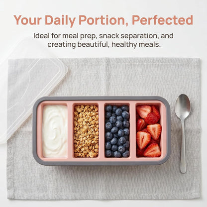 Silicone Freezer Tray with Lid - 1 Cup Soup Cube Portion Mold - 4 Compartment Freezer Molds for Freezing Broth, Sauce, and Stock, Meal Prep Pink