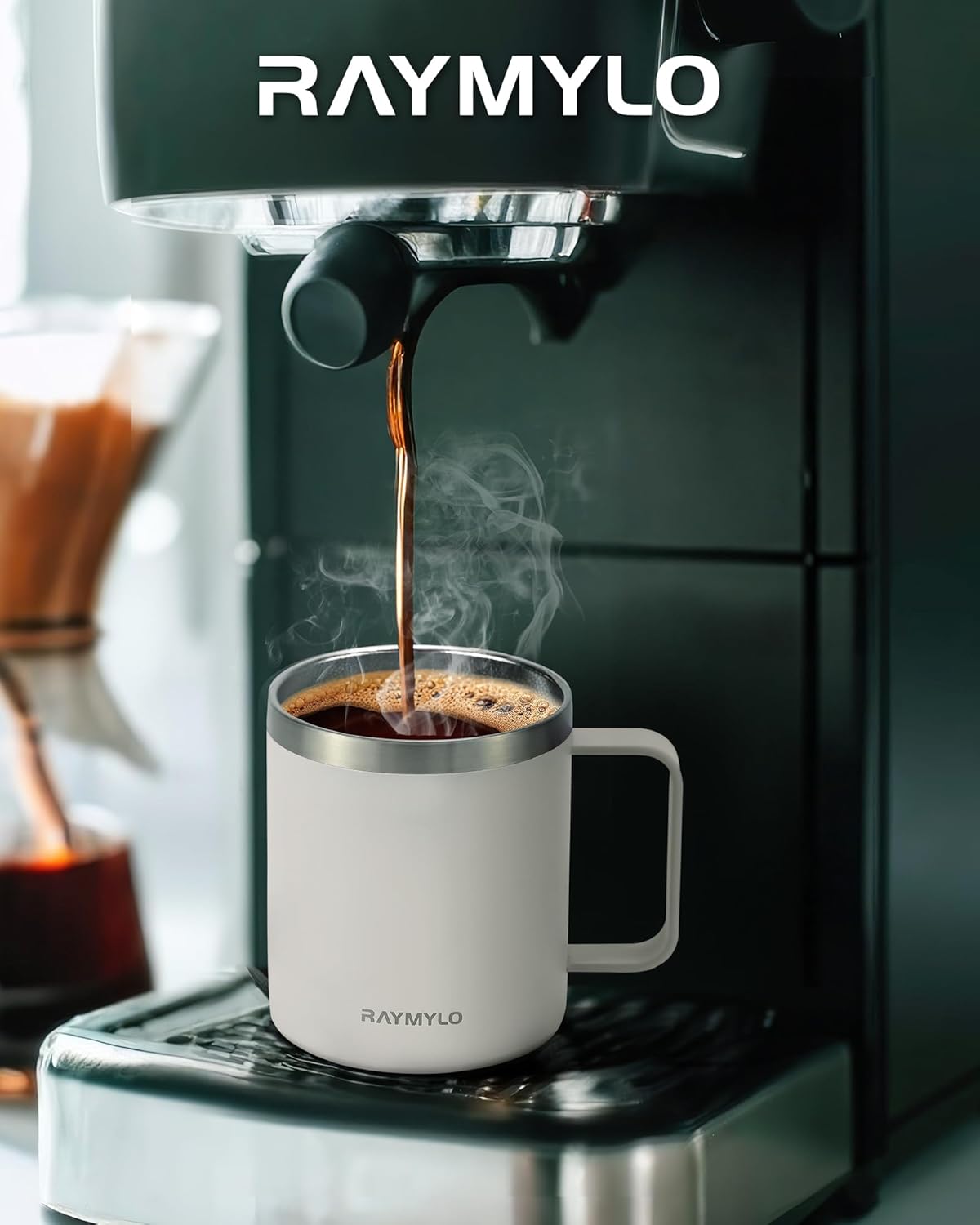 Insulated Coffee Mug 12 oz, Spill-Proof & Detachable Slider Lid | Double Wall Stainless Steel with Thorough Clean Lid & Handle, Cold for 9 Hrs, Suitable for Camp Home Office