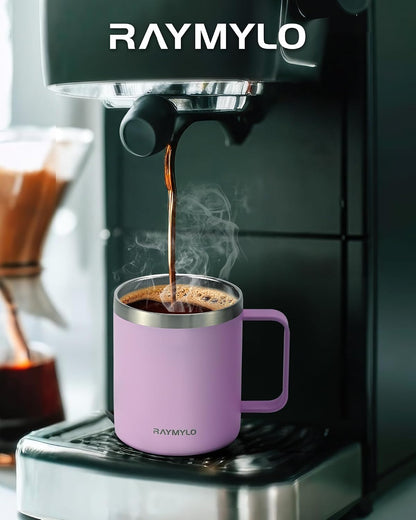 Insulated Coffee Mug 12 oz, Spill-Proof & Detachable Slider Lid | Double Wall Stainless Steel with Thorough Clean Lid & Handle, Cold for 9 Hrs, Suitable for Camp Home Office
