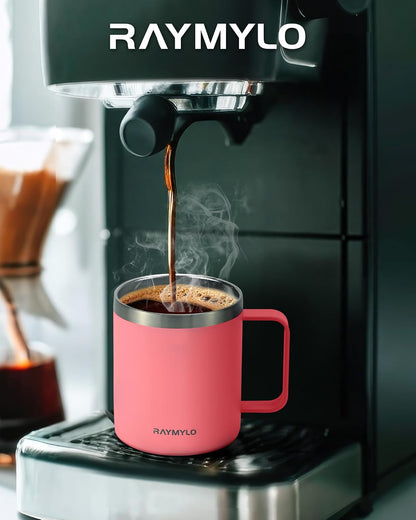 Insulated Coffee Mug 12 oz, Spill-Proof & Detachable Slider Lid | Double Wall Stainless Steel with Thorough Clean Lid & Handle, Cold for 9 Hrs, Suitable for Camp Home Office