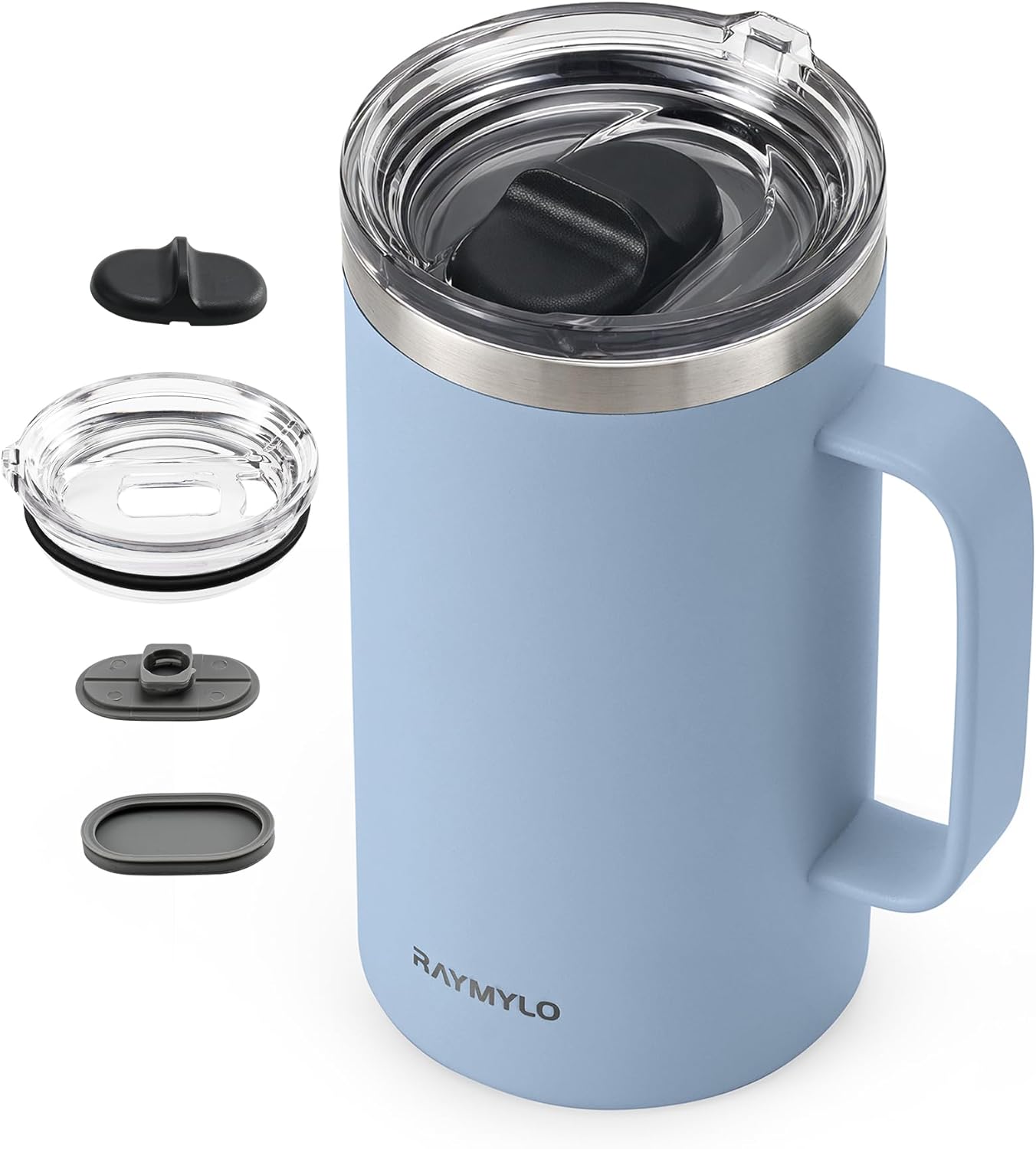 Insulated Coffee Mug 12 oz, Spill-Proof & Detachable Slider Lid | Double Wall Stainless Steel with Thorough Clean Lid & Handle, Cold for 9 Hrs, Suitable for Camp Home Office