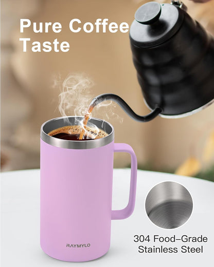 Insulated Coffee Mug 12 oz, Spill-Proof & Detachable Slider Lid | Double Wall Stainless Steel with Thorough Clean Lid & Handle, Cold for 9 Hrs, Suitable for Camp Home Office
