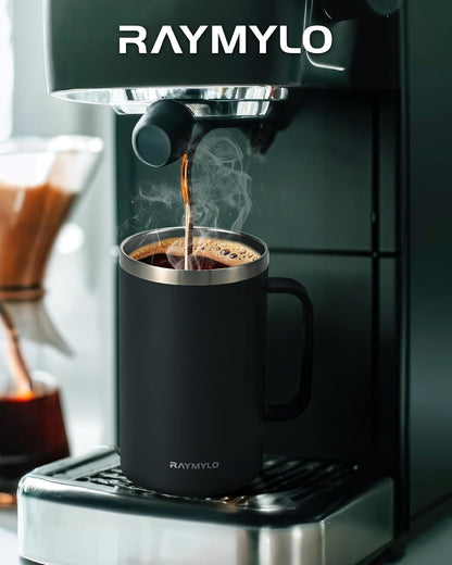 Insulated Coffee Mug 12 oz, Spill-Proof & Detachable Slider Lid | Double Wall Stainless Steel with Thorough Clean Lid & Handle, Cold for 9 Hrs, Suitable for Camp Home Office