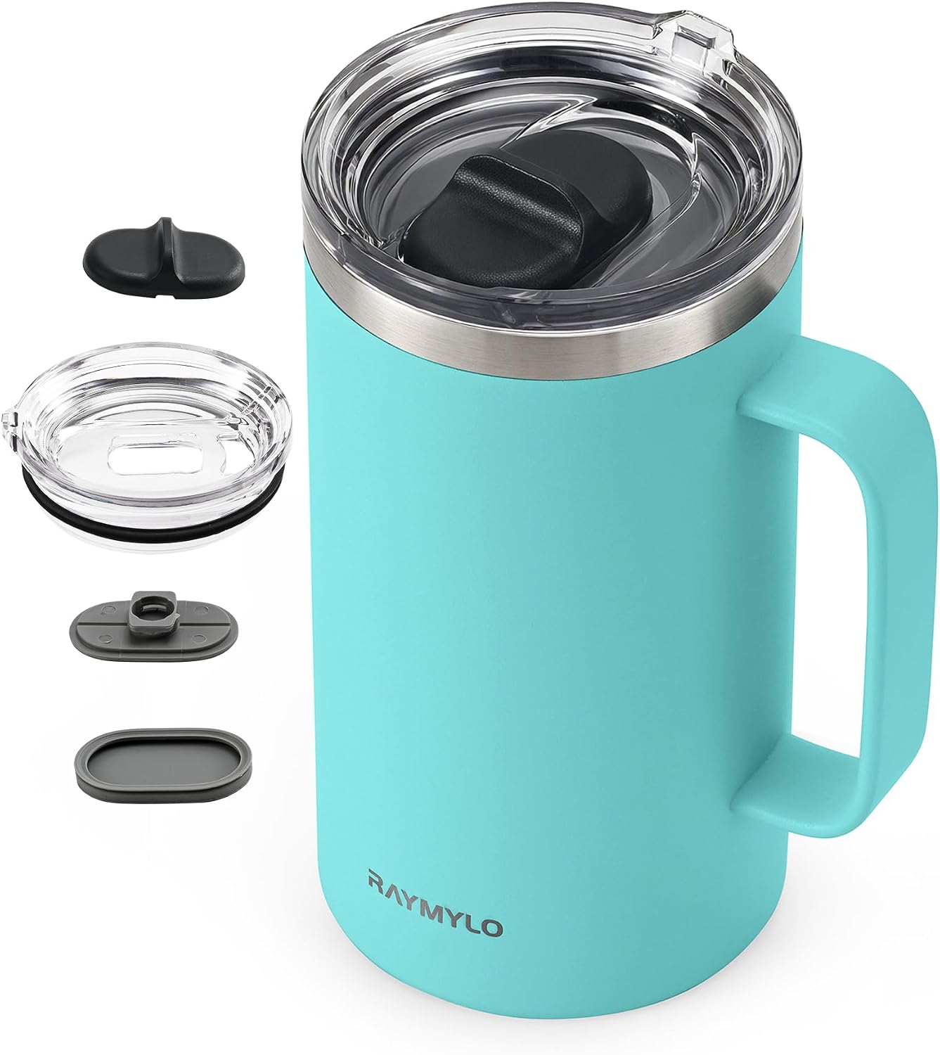 Insulated Coffee Mug 12 oz, Spill-Proof & Detachable Slider Lid | Double Wall Stainless Steel with Thorough Clean Lid & Handle, Cold for 9 Hrs, Suitable for Camp Home Office