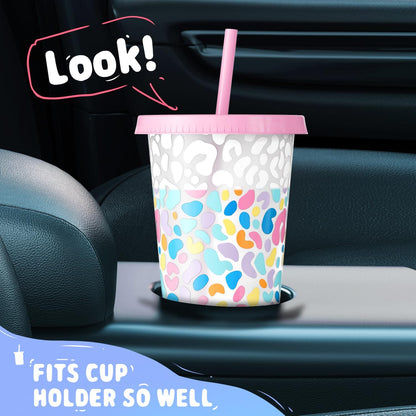 Plastic Cups with Lids and Straws - 6 Pack 24 oz Color Changing Cups, Iced Coffee Cups, Reusable Tumblers Bulk for Party, Car, Adults, Women, BPA-free (Solid & Patterned)
