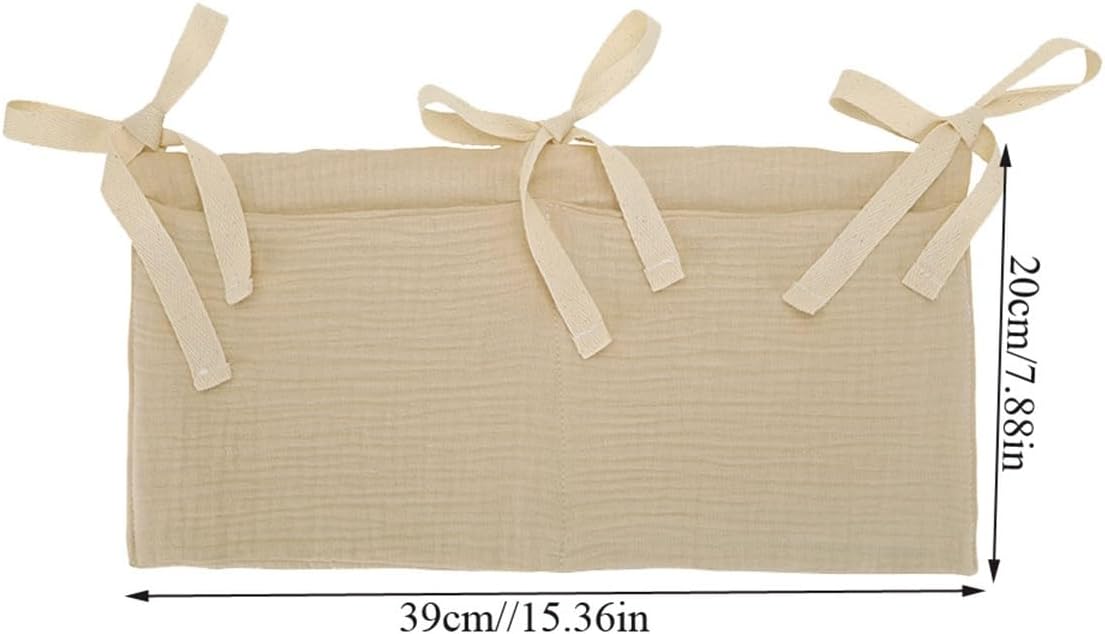 2Pcs Organizer Bag, Cotton Pacifier Diaper Storage Bag Double Grid Stroller Bed Hanging Bag(Flower Pink)