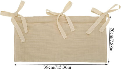 2Pcs Organizer Bag, Cotton Pacifier Diaper Storage Bag Double Grid Stroller Bed Hanging Bag(Flower Pink)