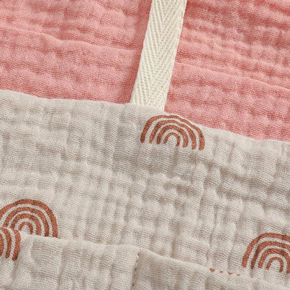 2Pcs Organizer Bag, Cotton Pacifier Diaper Storage Bag Double Grid Stroller Bed Hanging Bag(Flower Pink)