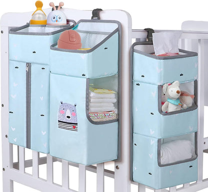 Hanging Diaper Caddy Organizer for Baby Crib - 3-in-1 Diaper Stacker for Changing Table Nursery Organization Storage Holder for Baby Essentials Attachment Portable Combining Clothing