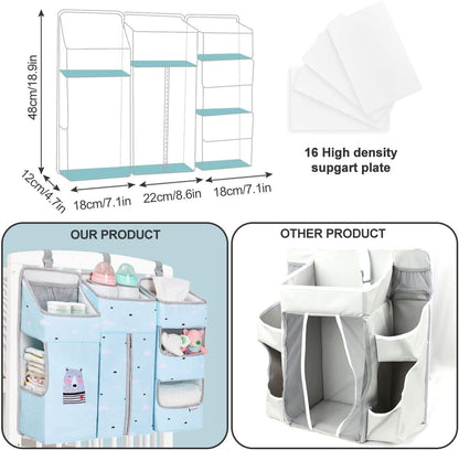 Hanging Diaper Caddy Organizer for Baby Crib - 3-in-1 Diaper Stacker for Changing Table Nursery Organization Storage Holder for Baby Essentials Attachment Portable Combining Clothing