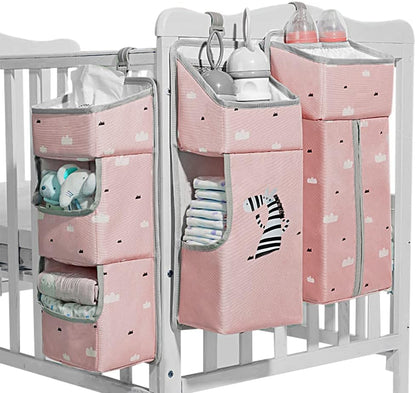 Hanging Diaper Caddy Organizer for Baby Crib - 3-in-1 Diaper Stacker for Changing Table Nursery Organization Storage Holder for Baby Essentials Attachment Portable Combining Clothing