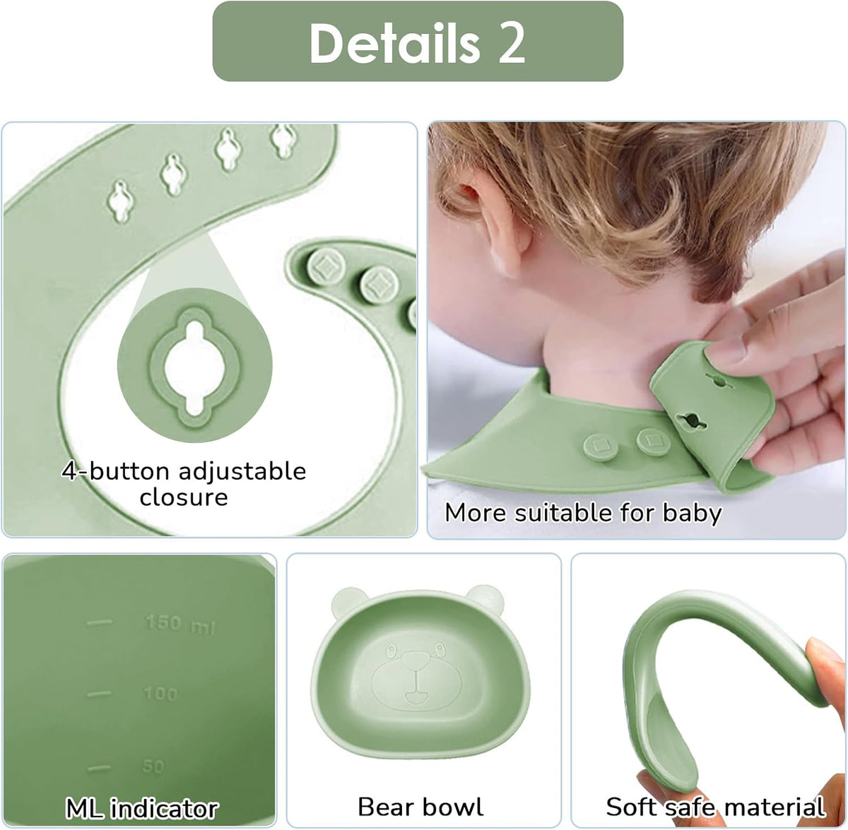 Silicone Baby Feeding Set, 14 Pcs Baby Led Weaning Supplies, Baby Spoons & Forks Suction Bowl Divided Plate Bib Cup, First Stage Solid Food Eating Utensils - 6+ Months (Beige)