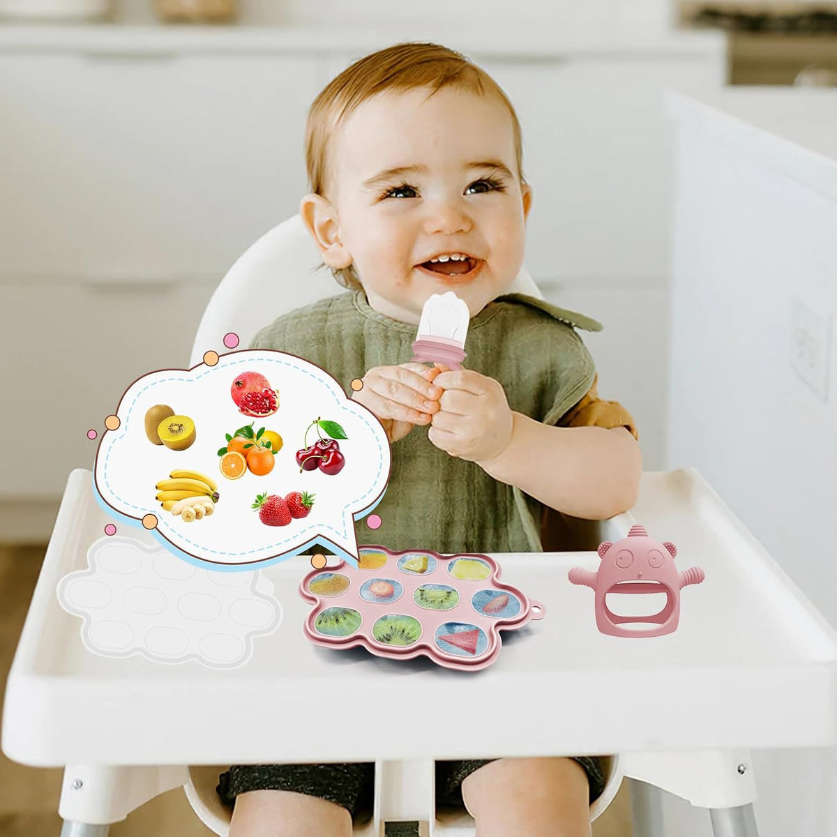 Silicone Baby Feeding Set, 14 Pcs Baby Led Weaning Supplies, Baby Spoons & Forks Suction Bowl Divided Plate Bib Cup, First Stage Solid Food Eating Utensils - 6+ Months (Beige)