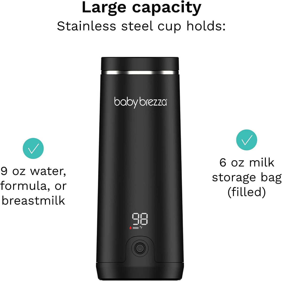 Portable Baby Bottle Warmer - Breastmilk + Formula Safe, Black