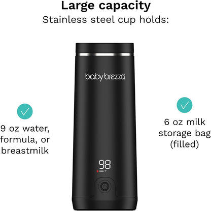 Portable Baby Bottle Warmer - Breastmilk + Formula Safe, Black