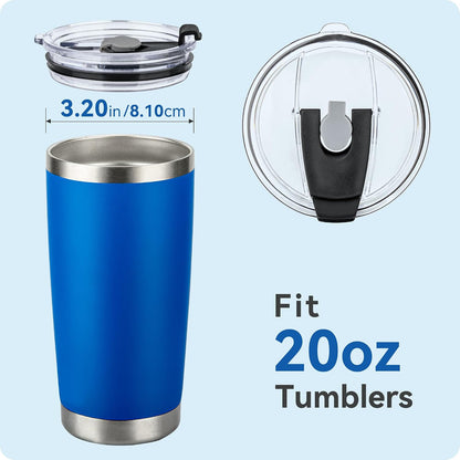 20oz Tumbler Lids, Replacement Lid for 20 oz Yeti Tumbler, Old Style RTIC | 2 Pack Spill-proof Cup Lids, Straw Friendly, BPA-Free, for Commute, Office and Camping (Black)