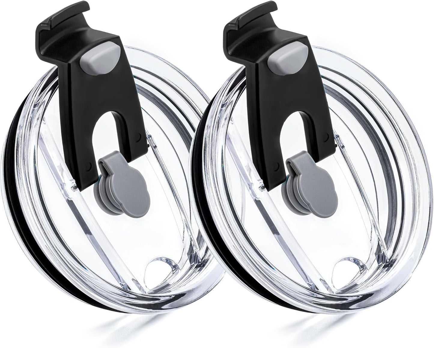 20oz Tumbler Lids, Replacement Lid for 20 oz Yeti Tumbler, Old Style RTIC | 2 Pack Spill-proof Cup Lids, Straw Friendly, BPA-Free, for Commute, Office and Camping (Black)
