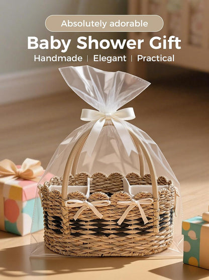 Baby Diaper Caddy Organizer, Handwoven Nursery Basket Changing Table Organizer Natural Water Hyacinth Storage Basket for Nursery Bathroom Kitchen Shelves Office Supplies Organization (Natural, XL)
