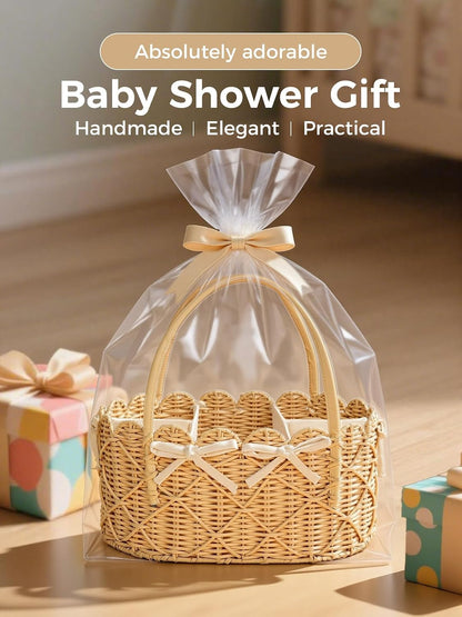Baby Diaper Caddy Organizer, Handwoven Nursery Basket Changing Table Organizer Natural Water Hyacinth Storage Basket for Nursery Bathroom Kitchen Shelves Office Supplies Organization (Natural, XL)