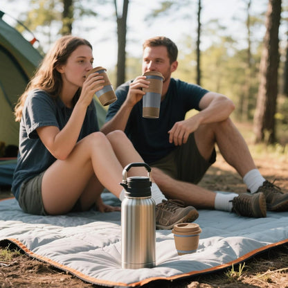 Travel Coffee Mug Set, Tumbler with Silicone Lid&Non-Slip Sleeve,To Go Mug | Ceramic,Microwave Safe Cappuccino, Tea, Latte, Iced-Coffee Cups, Blue
