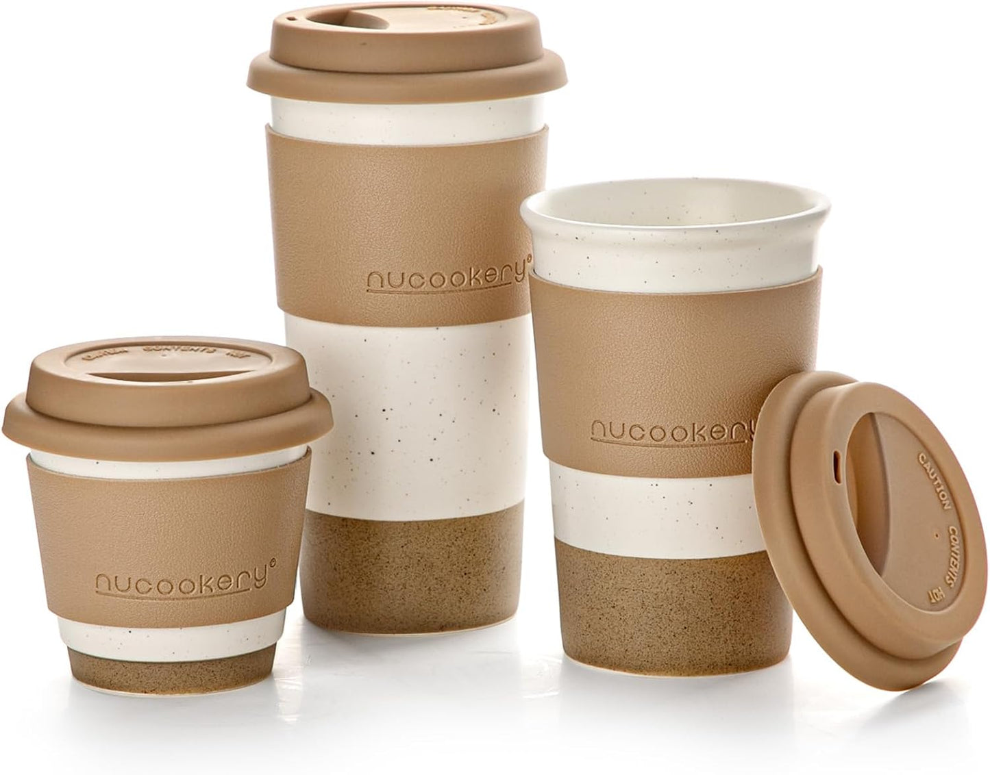 Travel Coffee Mug Set, Tumbler with Silicone Lid&Non-Slip Sleeve,To Go Mug | Ceramic,Microwave Safe Cappuccino, Tea, Latte, Iced-Coffee Cups, Blue