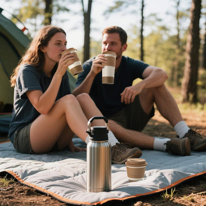 Travel Coffee Mug Set, Tumbler with Silicone Lid&Non-Slip Sleeve,To Go Mug | Ceramic,Microwave Safe Cappuccino, Tea, Latte, Iced-Coffee Cups, Blue