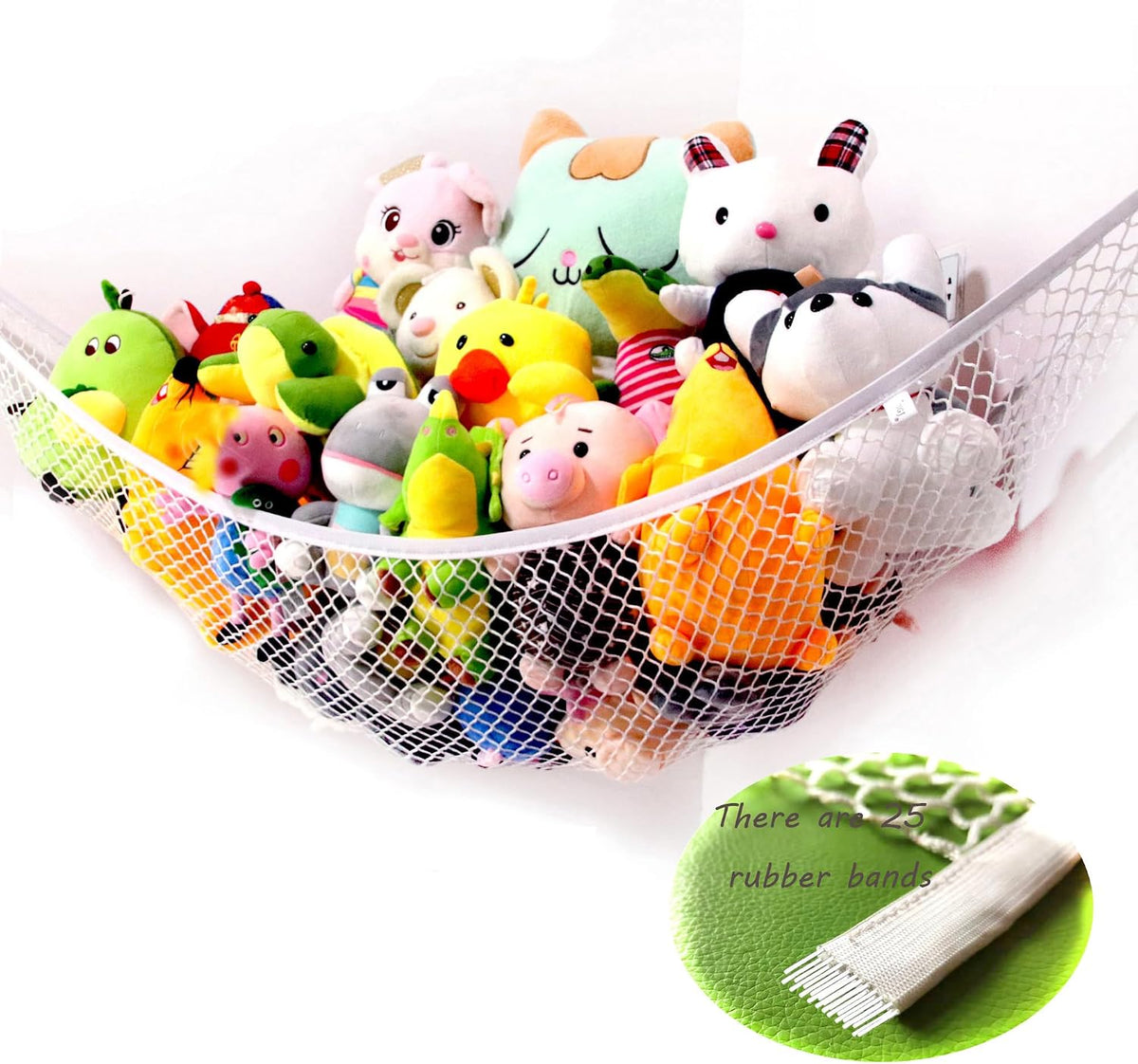 Stuffed Animal Hammock, Corner Storage Net for Toys, 75x59x59in Large