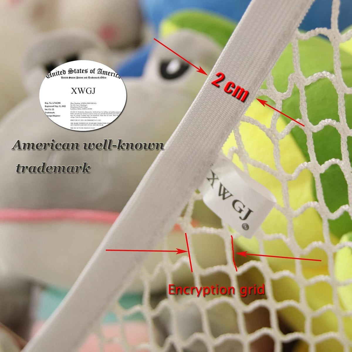 Stuffed Animal Hammock, Corner Storage Net for Toys, 75x59x59in Large