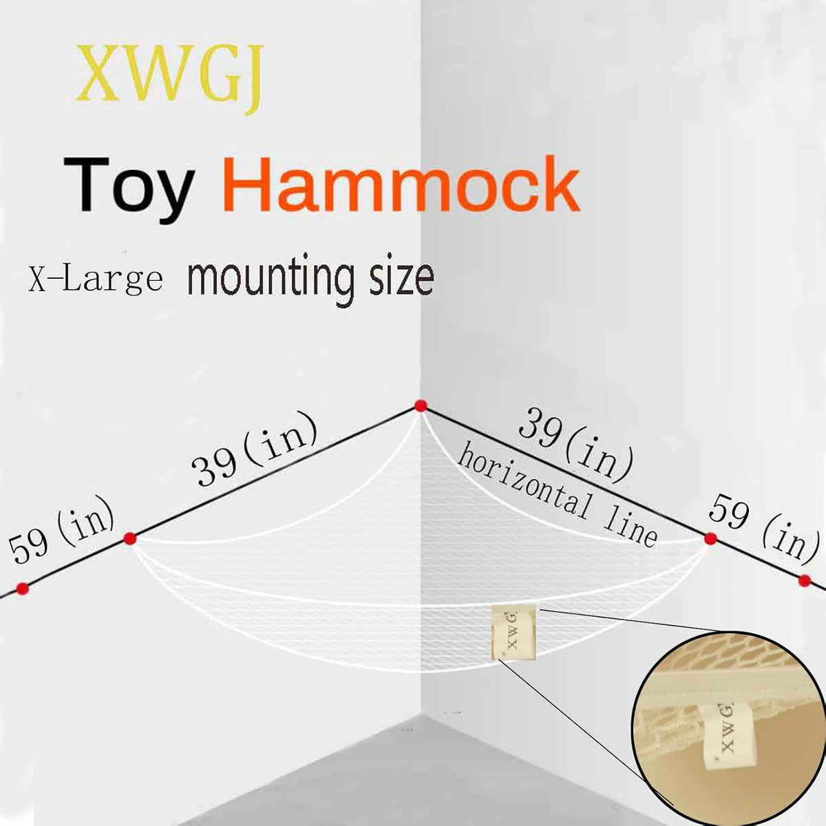 Stuffed Animal Hammock, Corner Storage Net for Toys, 75x59x59in Large