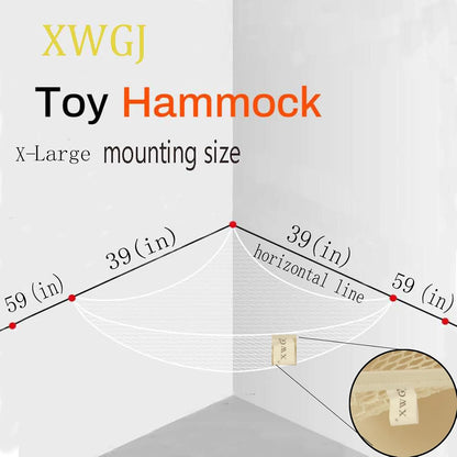 Stuffed Animal Hammock, Corner Storage Net for Toys, 75x59x59in Large