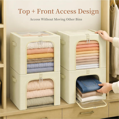 Baby Clothes Storage Bins with Metal Frame 27L 6-Pack Grey