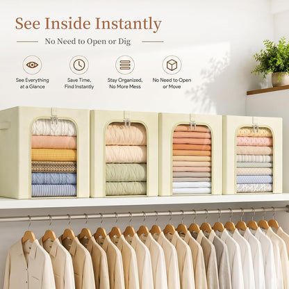 Baby Clothes Storage Bins with Metal Frame 27L 6-Pack Grey