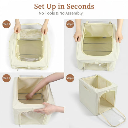 Baby Clothes Storage Bins with Metal Frame 27L 6-Pack Grey