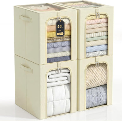 Baby Clothes Storage Bins with Metal Frame 27L 6-Pack Grey