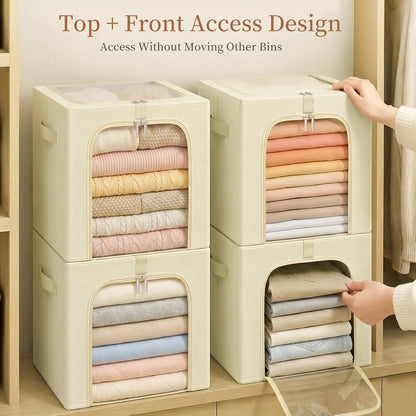 Baby Clothes Storage Bins with Metal Frame 27L 6-Pack Grey