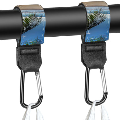 Stroller Straps, Mommy Hooks Diaper Bags, Universal Shopping cart, Wallet, Backpack - 2 Packs (White Flowers + Black Flowers)