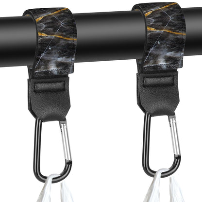 Stroller Straps, Mommy Hooks Diaper Bags, Universal Shopping cart, Wallet, Backpack - 2 Packs (White Flowers + Black Flowers)