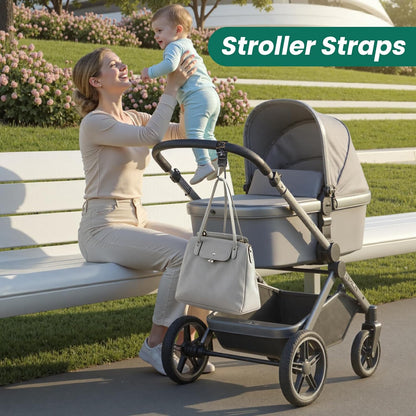 Stroller Straps, Mommy Hooks Diaper Bags, Universal Shopping cart, Wallet, Backpack - 2 Packs (White Flowers + Black Flowers)