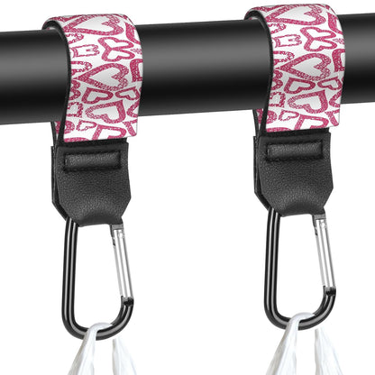 Stroller Straps, Mommy Hooks Diaper Bags, Universal Shopping cart, Wallet, Backpack - 2 Packs (White Flowers + Black Flowers)