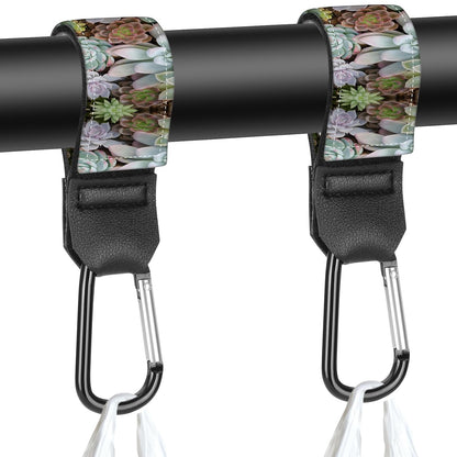 Stroller Straps, Mommy Hooks Diaper Bags, Universal Shopping cart, Wallet, Backpack - 2 Packs (White Flowers + Black Flowers)