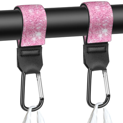 Stroller Straps, Mommy Hooks Diaper Bags, Universal Shopping cart, Wallet, Backpack - 2 Packs (White Flowers + Black Flowers)