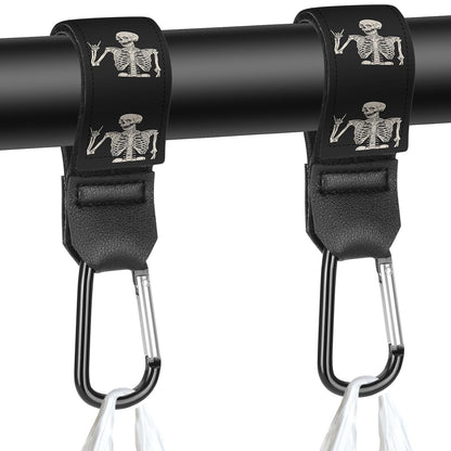 Stroller Straps, Mommy Hooks Diaper Bags, Universal Shopping cart, Wallet, Backpack - 2 Packs (White Flowers + Black Flowers)