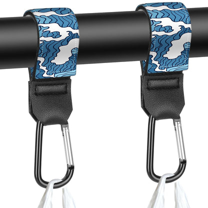 Stroller Straps, Mommy Hooks Diaper Bags, Universal Shopping cart, Wallet, Backpack - 2 Packs (White Flowers + Black Flowers)